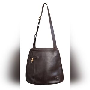 VINTAGE LONGCHAMP ROSEAU LARGE ESPRESSO BROWN LEATHER SHOULDER BAG - VGUC